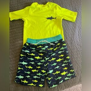 Panama Jack Boys Swim Rashguard & Trunks -- Like New!